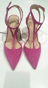 Zara fashion SUEDE HEELS bright pink size 38 - Picture 1 of 2