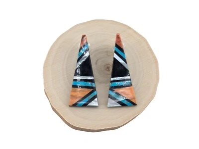 Pendientes colgantes de mosaico de Santo Domingo hechos a mano con incrustaciones joyería calidad museo** Foto 1 de 4