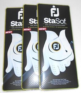 Brand New! 3 Footjoy StaSof CADET Gloves, White, LH for RH Players, Pick Size