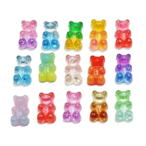 20 Pcs Gradient Color Resin Gummy Bear Flatback Cabachons Charm 18mm 0.71" - Picture 1 of 13
