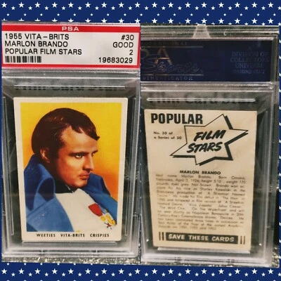 ⭐ 1955 Vita-Brits Film Cinema Star Card Marlon Brando PSA The Godfather  - Image 1 of 4