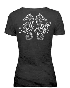 Salt Life CHARCOAL HEATHER "SEAHORSE DAZE" T-SHIRT DONNA JUNIOR XXL - Foto 1 di 2