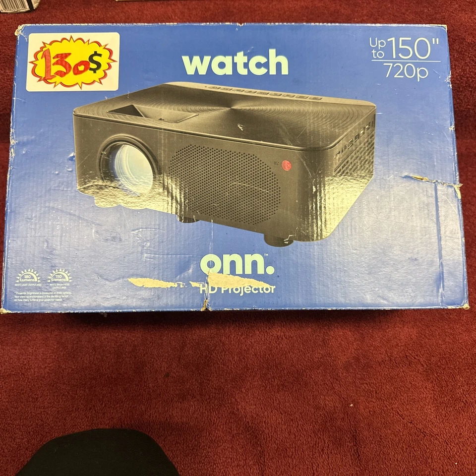 onn. 720p LCD Home Theater Projector 150” Projection Size, Black, 100020900 NEW - Image 1 of 1