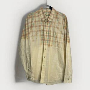 Alan Flusser Shirt Mens Large Casual Button Down Bleached Plaid Long Sleeve - Picture 1 of 6