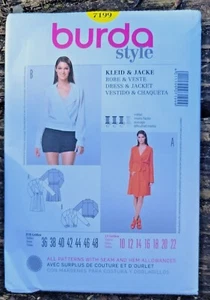 Burda 7199 Chaqueta Vestido Patrón Envolvente Corpiño Sin Cortar Tallas 10-22 Cintura Elástica - Imagen 1 de 7