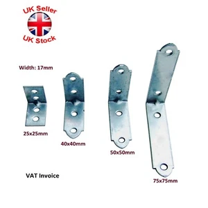 Angle Bracket L Corner Brace 25/40/50/75mm Mending Galvanised Plates 17mm - Picture 1 of 1