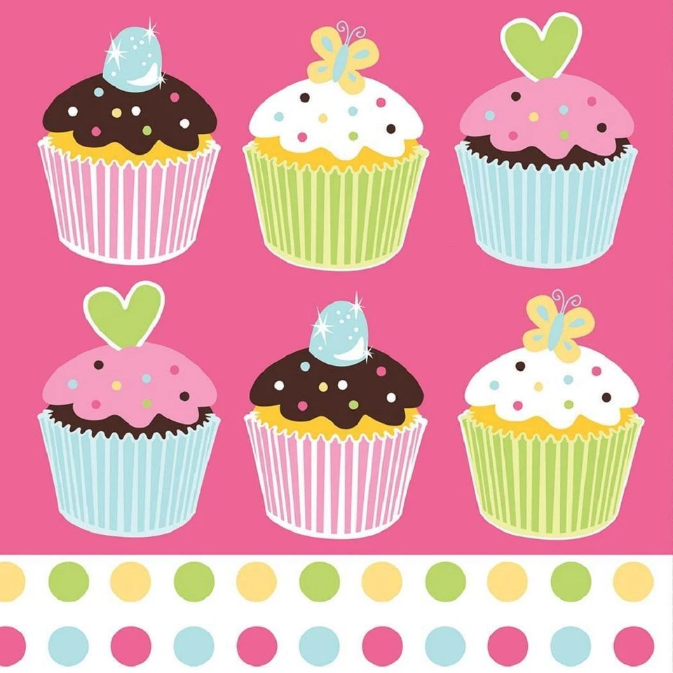 Sweet Treat Cupcake Dessert Polka Dot Birthday Party Paper Luncheon Napkins - Image 1 of 1