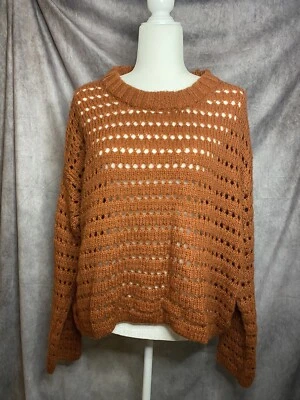 Suéter para mujer Rhapsody naranja tejido abierto talla L manga larga Foto 1 de 4