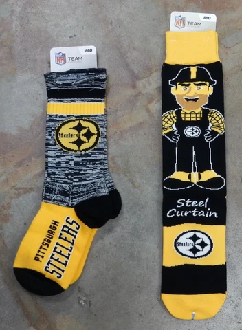 2 Pack NFL Pittsburgh Steelers Gift Socks Retro Medium Deuce Mascot Flag 5-10 Cover