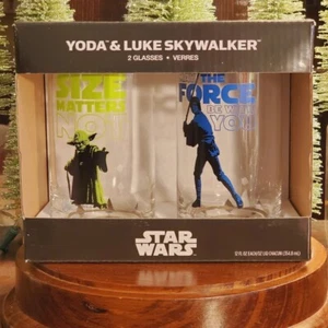 Hallmark Yoda and Luke Skywalker Star Wars Drinking Glasses-MIB-Excellent Cond. - Picture 1 of 13