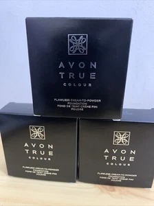 3X AVON TRUE COLOUR FLAWLESS CREAM TO POWDER FOUNDATION DARK COCOA CLEARANCE - Picture 1 of 12