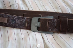 Cintura vintage Armani Jeans in pelle marrone cioccolato taglia: 90/105 L 40" W 1,5" - Foto 1 di 6