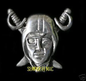 RAIDERS HELMET SWORD HAT LAPEL PIN UP US RAIDER PIRATE SABER PLUNDER EYE PATCH - Picture 1 of 12