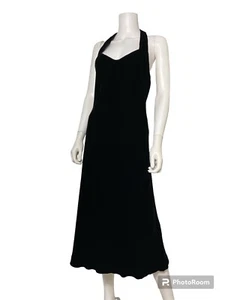 Vestido Midi cuello halter negro terciopelo talla 8 - Imagen 1 de 8
