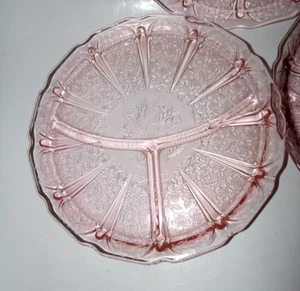 Jeannette Cherry Blossom Pink Grill/ Divided Plates 9 in. replacements, 3 avail - Picture 1 of 4