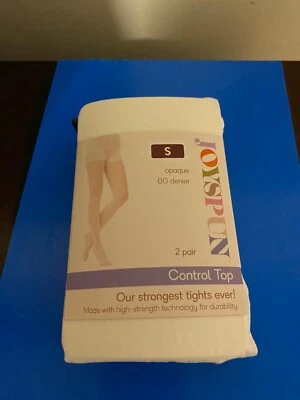 NUEVO PAQUETE DE 2 MALLAS OPACAS JOYSPUN BLANCAS/CHINO PARA MUJER TALLA PEQUEÑA 60 DENIER Foto 1 de 4