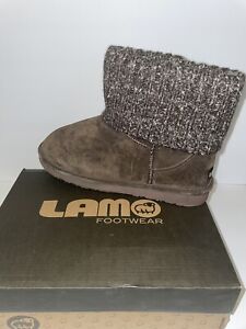 Lamo Footwear sz 11- Chocolate Brown Suede Water Resistant Boots w/ Sweater Cuff