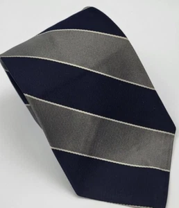 VTG Robert Talbott Silk Tie Hand Sewn Black Gray Silver Stripes Short 55 x 3.3/8 - Picture 1 of 5