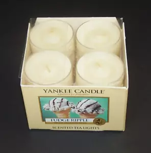 Yankee Candle Fudge Ripple Tea Light Candles Vanilla Chocolate Fudge Box of 12 - Picture 1 of 2