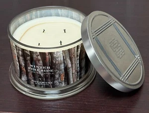 HomeWorx Winter Fireside Candle 18oz Slatkin & Co 4 Wick Scented Jar Soy Blend - Picture 1 of 6