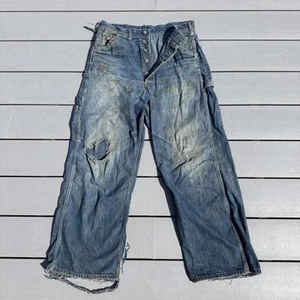 Vintage Lee 50s-60s Denim Carpenters SANFORIZED UNION MADE IN USA Distressed - Picture 1 of 18