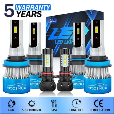 For 2009-2010 Dodge Ram 3500 6500K LED Headlight KIT High Low Lamp Fog Beam Bulb - Image 1 of 4