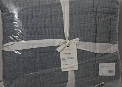 Pottery Barn Belgian Flax Linen Handcrafted Quilt, King/Cal.King Chambray NWT... - Image 1 of 4