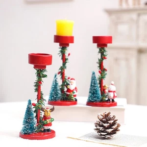 2025Christmas Tree Candle Holders Festive Tabletop Centerpiece Resin Santa Claus - Picture 1 of 15