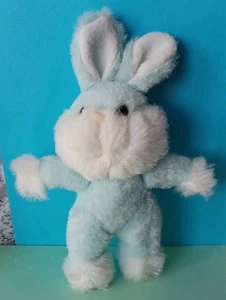 VTG DAN DEE IMPORTS 9" STUFFED PLUSH BLUE/WHITE BUNNY RABBIT PLASTIC EYES & NOSE - Picture 1 of 7