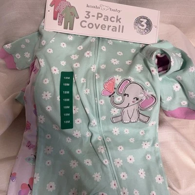 Koala Baby Infant 3-pack Coverall Set ~ 18 Months ~ Brand New ~ Free Shipping - Image 1 of 4