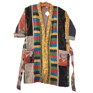 Patchwork Coat Of Many Colors Handmade Boho Upcycled One of A Kind Floral - Picture 1 of 22