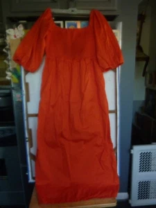 Free Assembly Orange Organic Cotton Smock Bodice Maxi Dress    Wmn. SZ. M    EUC - Picture 1 of 7