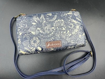 Sakroots Paisley Wallet Crossbody Blue & White Floral, Zip Snap Closure *READ* - Image 1 of 4