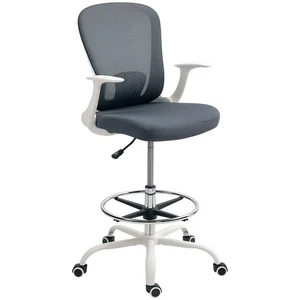 HOMCOM Mesh Draughtsman Chair, Ergonomic Drafting Chair, Grey - Picture 1 of 11