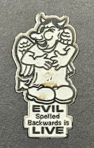 Vintage 1970’s Devil / Angel Evil Spelled Backwards Novelty Refrigerator Magnet - Picture 1 of 2