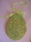 WOOD GREEN BEAD SEQUIN EASTER EGG DECORATION