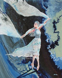 Four Seasons #4 - Winter, Original Acrylic Abstract Ballerina Painting - Bild 1 von 6