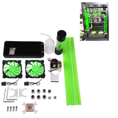 PC Liquid Water Cooling Kit CPU Block LED Pump Water Reservoir Fan 6 Rigi XAT UK - Image 1 of 4