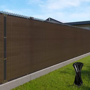 Brown 8x50 FT Privacy Fence Screen Windscreen Shade Cover HDPE Mesh Garden Yard - Picture 1 of 11