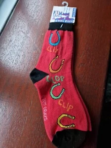 CLIP CLOP Kids horse socks child's size 7-11 socks horses equestrian animals FUN - Picture 1 of 9
