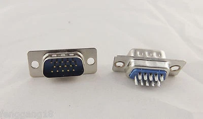 10x VGA Male Plug Socket DB15 15-Pin D-SUB 3 Rows Solder Type Connector Adapter - Image 1 of 4