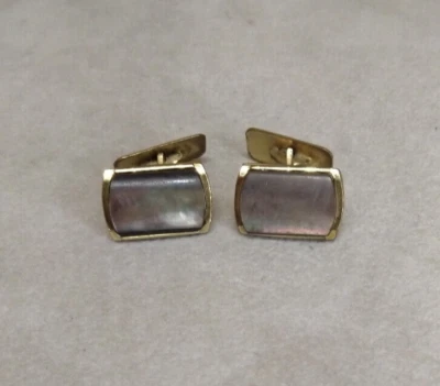 1950er Jahre Manschettenknöpfe vergoldet Pelmutt dunkel - Bild 1 von 4