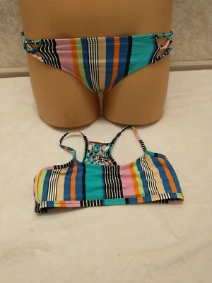 Hobie Swim Bikini. Multicolor Stripe Macrame Back. Size Extra Small  - Image 1 of 4