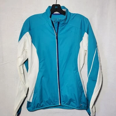 Salomon Jackets Climawind Women's Small Full Zip Windbreaker Running Teal White - Image 1 of 4