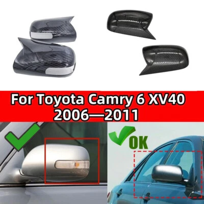 Cubiertas de espejos retrovisores laterales de fibra de carbono para Toyota Camry 2006 2007 2008 09 10 2011 Foto 1 de 4