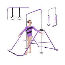 Expandable Gymnastics Training Bar with Free Rings, Adjustable Height Horizon...