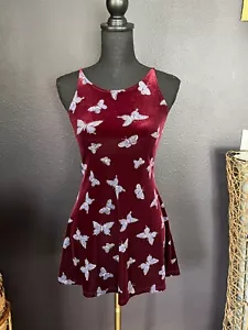 Vtg Y2K Butterfly Dress Small Velvet Whimsigoth Fairy Witchy Mystical Festival - Picture 1 of 15