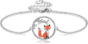 925 Sterling Silver Fox Bracelet Jewelry Gift for Women Girl - Picture 1 of 4