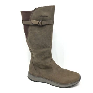 Eddie Bauer Lodge Riding Boots Shoes Womens Size 10 Brown Leather Side Zip Up - Picture 1 of 11
