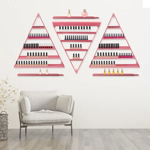 Estante de exhibición de esmalte de uñas de hierro de montaje en pared negro de 5 niveles con 3 barras horizontales - Imagen 1 de 10